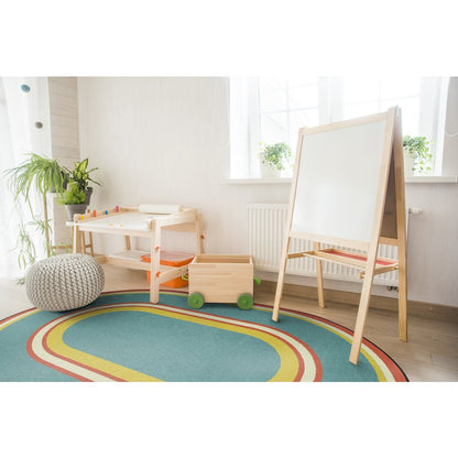 Kid Essentials Ripples 3'10" x 5'4" Oval Area Rug in Color Beach
