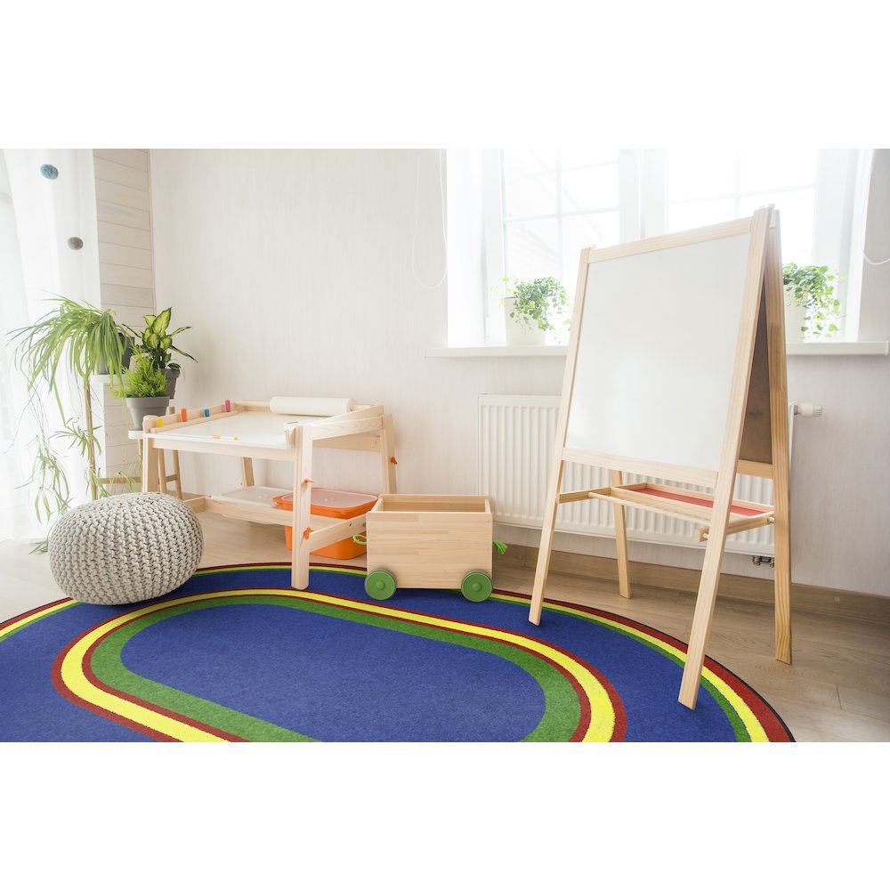 Kid Essentials Ripples 3'10" x 5'4" Oval Area Rug in Color Primary