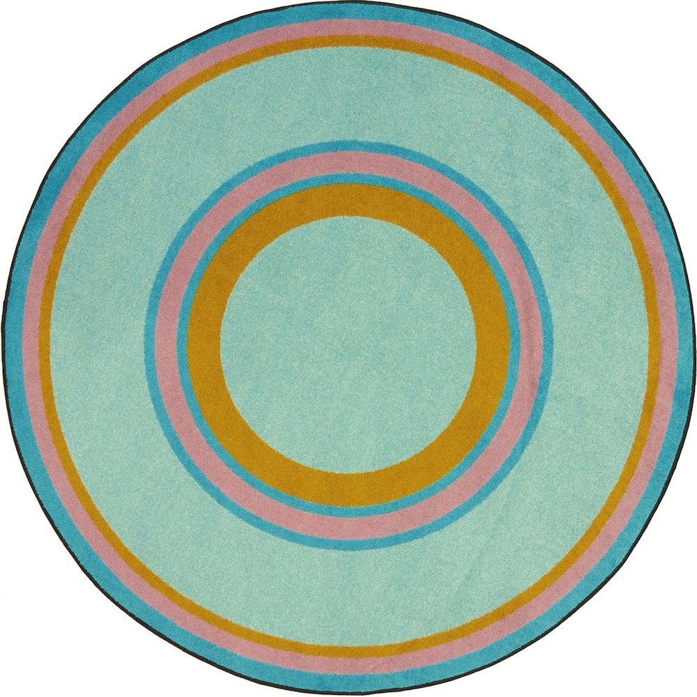 Kid Essentials Ripples 7'7" Round Area Rug in Color Teal