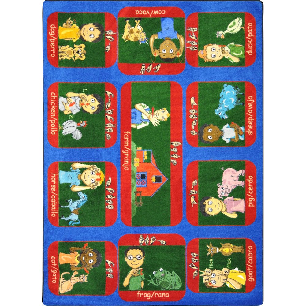 Kid Essentials Signs on the Farm 5'4" x 7'8" Area Rug in Color Multi