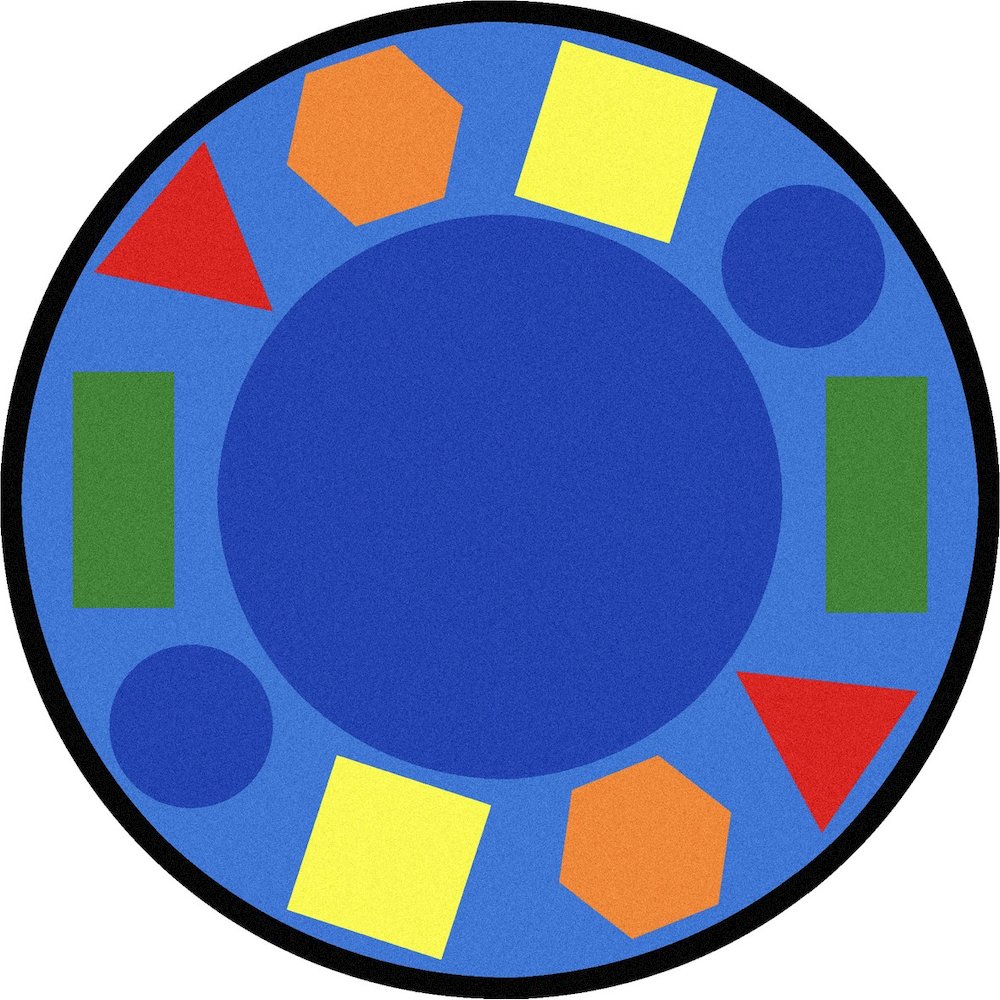 Kid Essentials Sitting Shapes 7'7" Round Area Rug in Color Multi