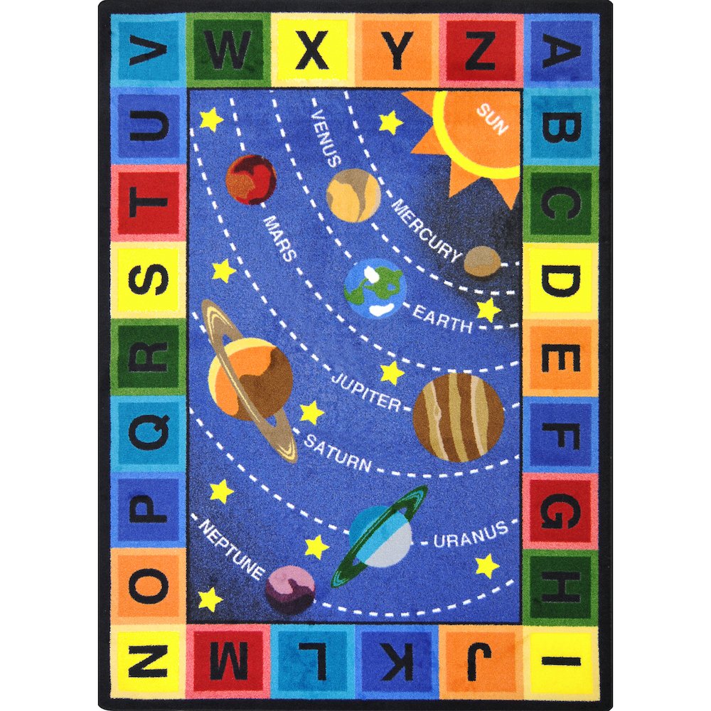 Kid Essentials Space Alphabet 5'4" x 7'8" Area Rug in Color Multi