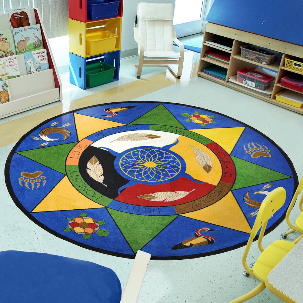 Kid Essentials Spirit of Truth 7'7" Round Area Rug in Color Multi