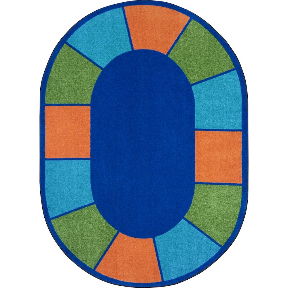 Kid Essentials Squares to Spare 5'4" x 7'8" Oval Area Rug in Color Multi
