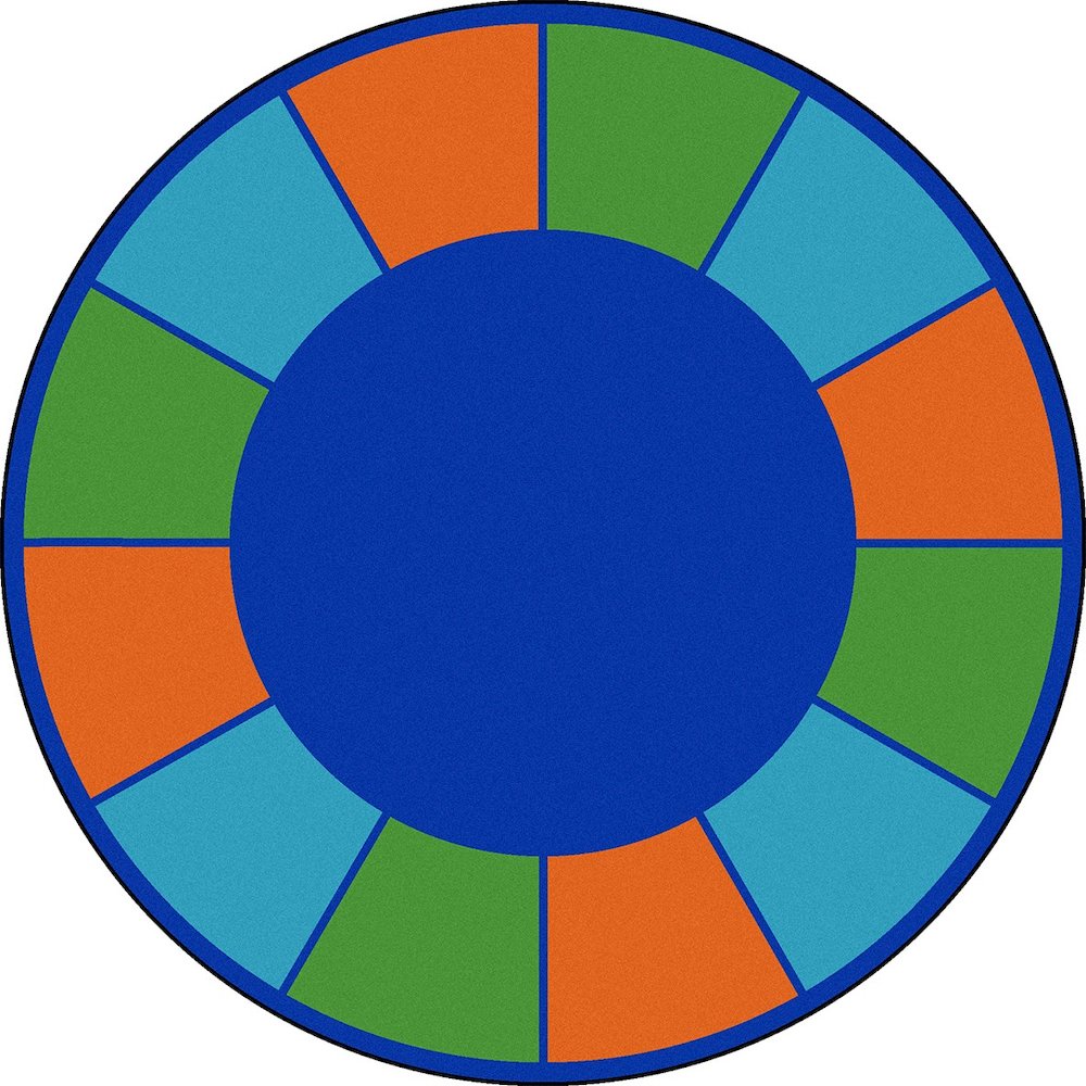 Kid Essentials Squares to Spare 7'7" Round Area Rug in Color Multi