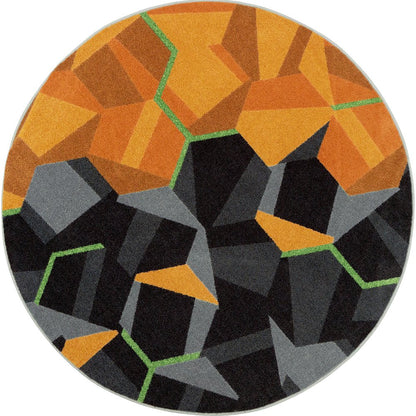 Kid Essentials Stealth 5'4" Round Area Rug in Color Tangerine