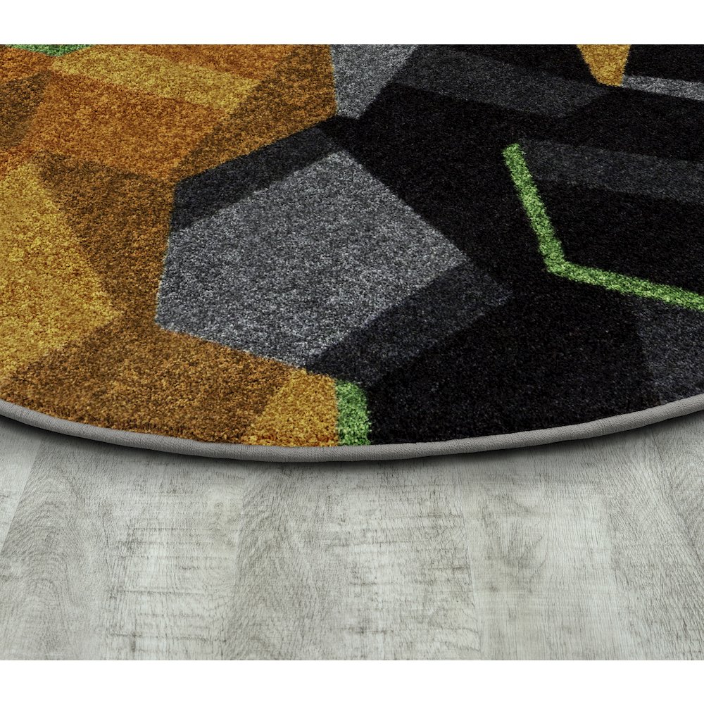 Kid Essentials Stealth 5'4" Round Area Rug in Color Tangerine