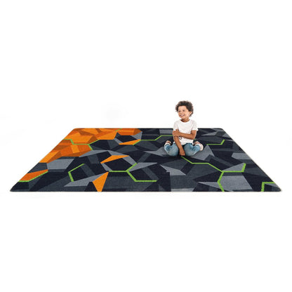Kid Essentials Stealth 5'4" x 7'8" Area Rug in Color Tangerine