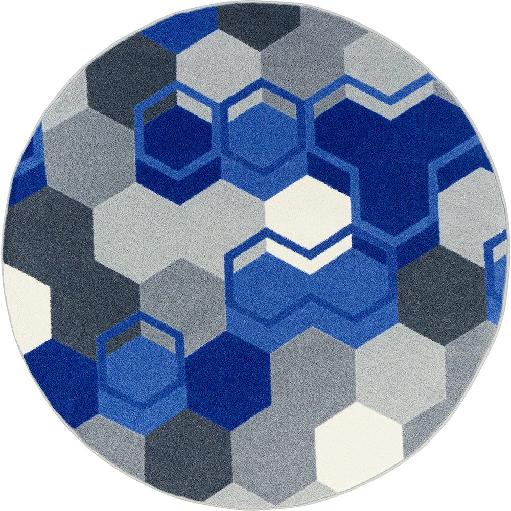 Kid Essentials Team Up 5'4" Round Area Rug in Color Blue