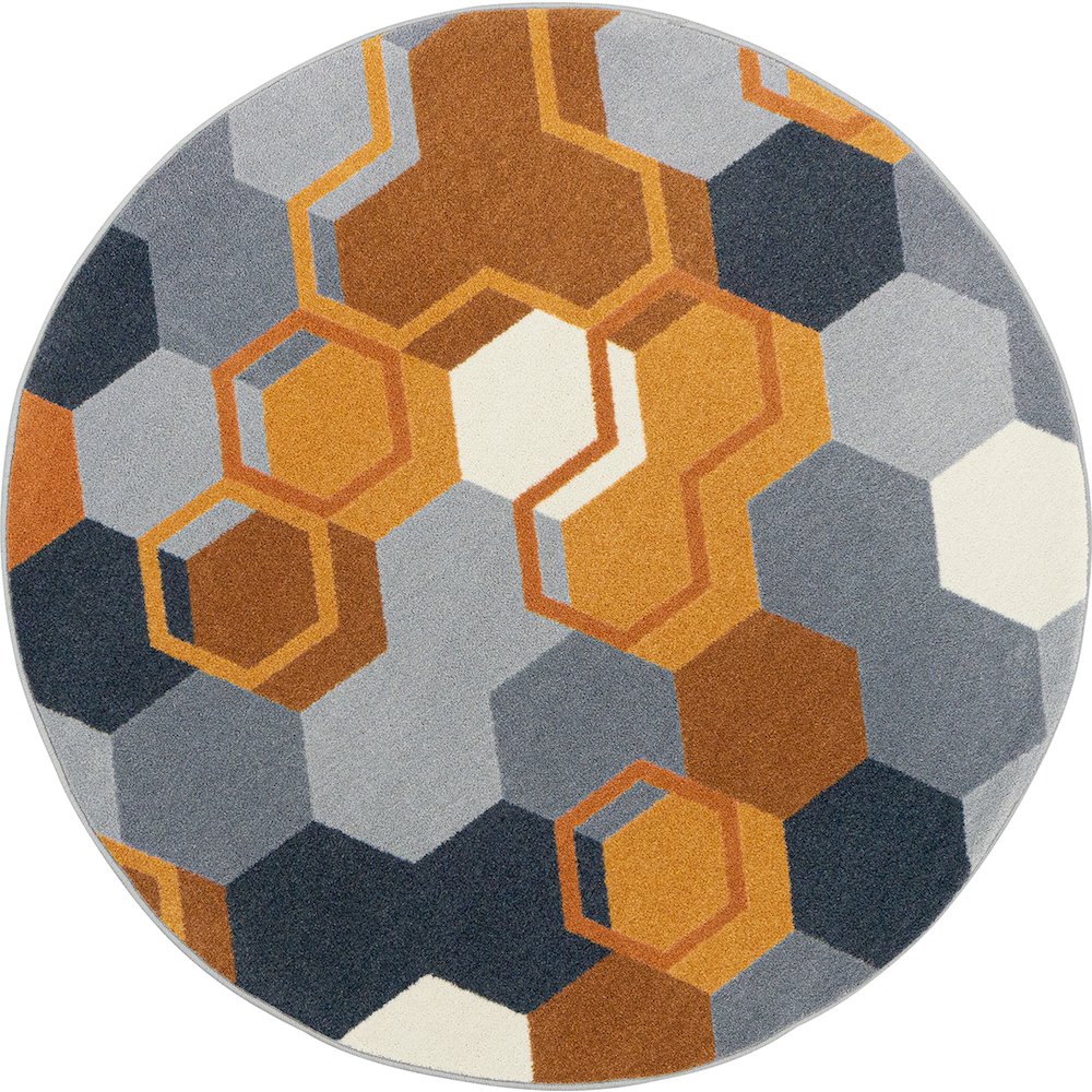 Kid Essentials Team Up 5'4" Round Area Rug in Color Orange