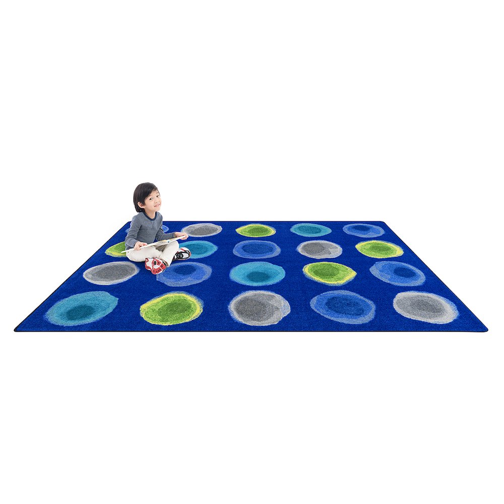 Kid Essentials Watercolor Spots 5'4" x 7'8" Area Rug in Color Marine