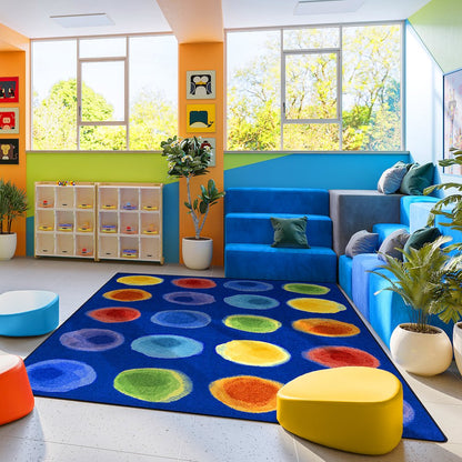 Kid Essentials Watercolor Spots 5'4" x 7'8" Area Rug in Color Rainbow