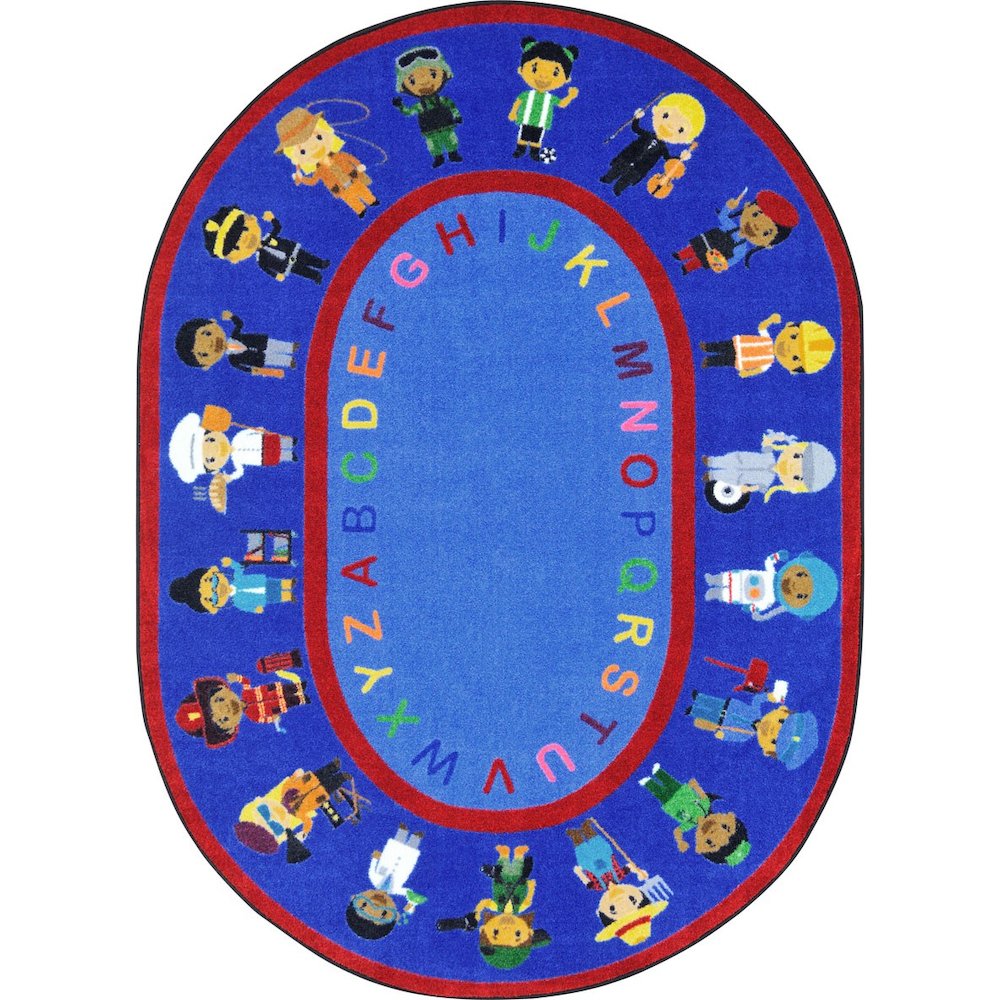 Kid Essentials We Work Together 5'4" x 7'8" Oval Area Rug in Color Multi