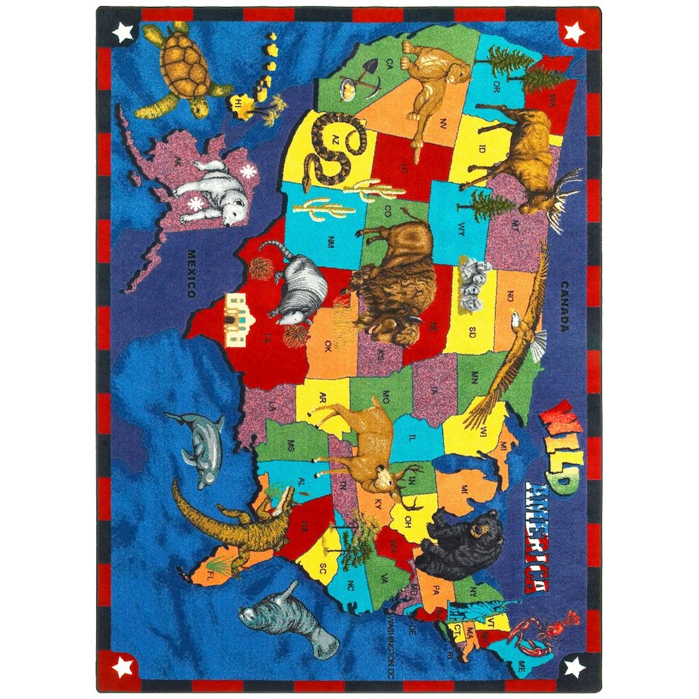 Kid Essentials Wild America 5'4" x 7'8" Area Rug in Color Multi