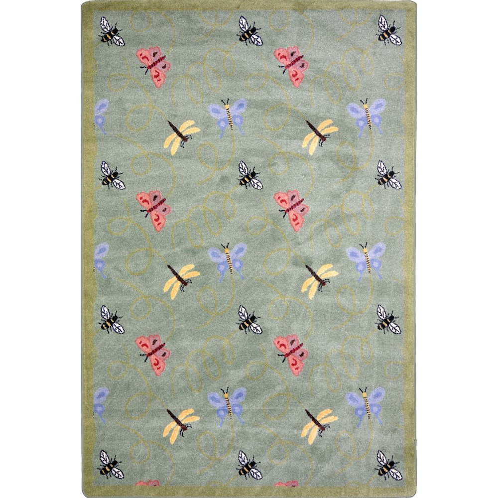 Kaleidoscope Wing Dings 3'10" x 5'4" Area Rug in Color Green
