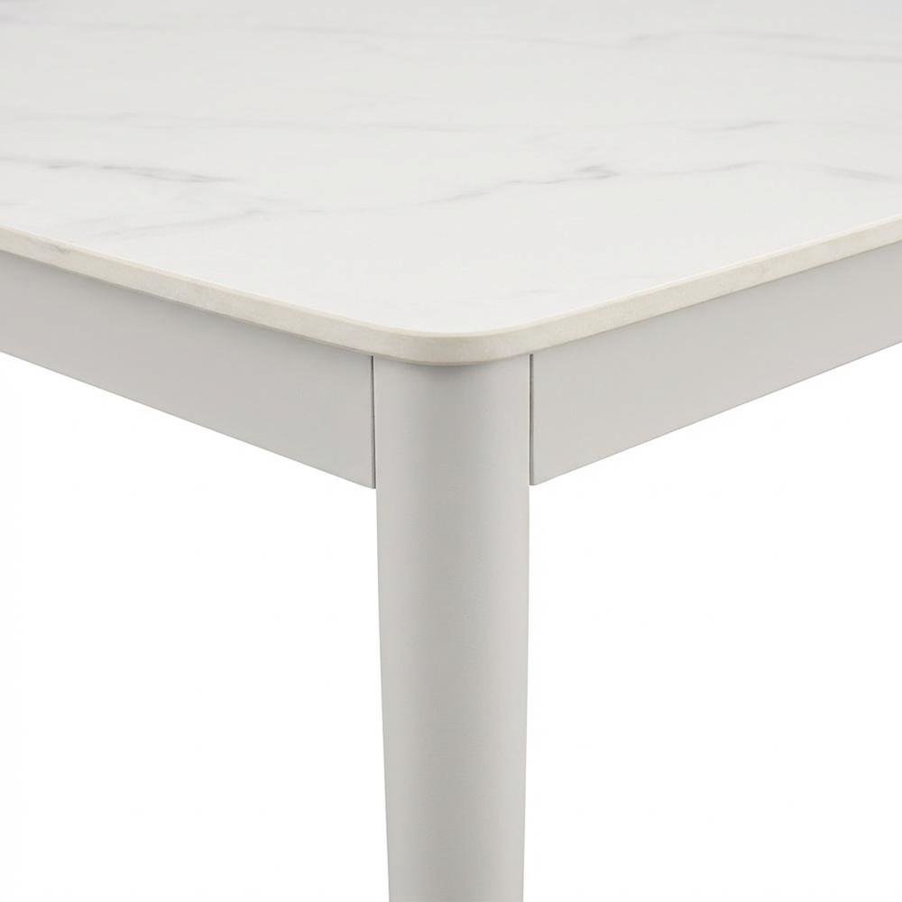 Rectangular Outdoor Dining Table In Snowy Sintered Stone With Aluminum Frame