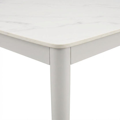 Rectangular Outdoor Dining Table In Snowy Sintered Stone With Aluminum Frame