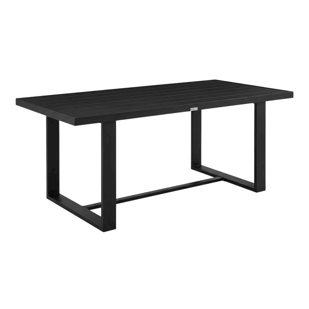 Black Aluminum Outdoor Dining Table With Spacious Surface For Patio Living