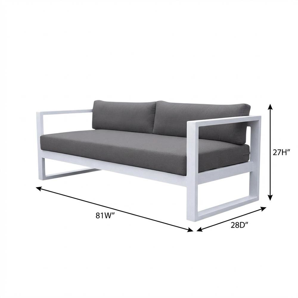 Dark Gray And White Outdoor Aluminum Sofa With Removable Cushions