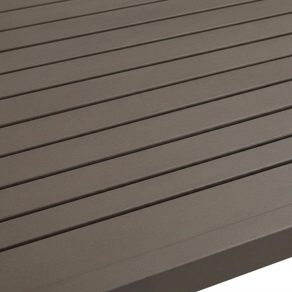 Gray Outdoor Aluminum Rectangular Dining Table, Durable Design, Spacious Surface