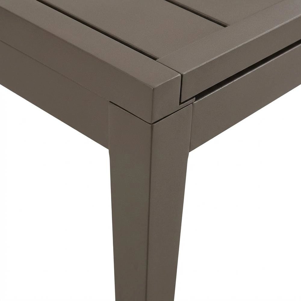 Gray Outdoor Aluminum Rectangular Dining Table, Durable Design, Spacious Surface