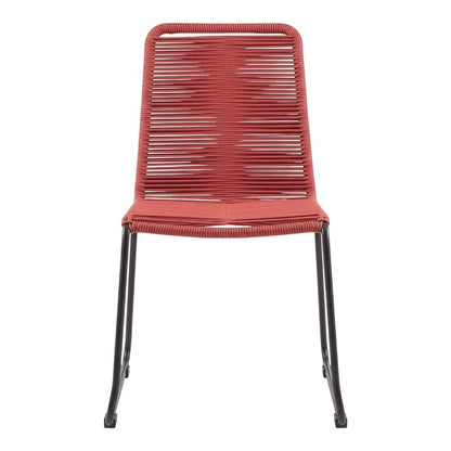 Stackable Outdoor Dining Chairs With Metal Frames And Rope Accents