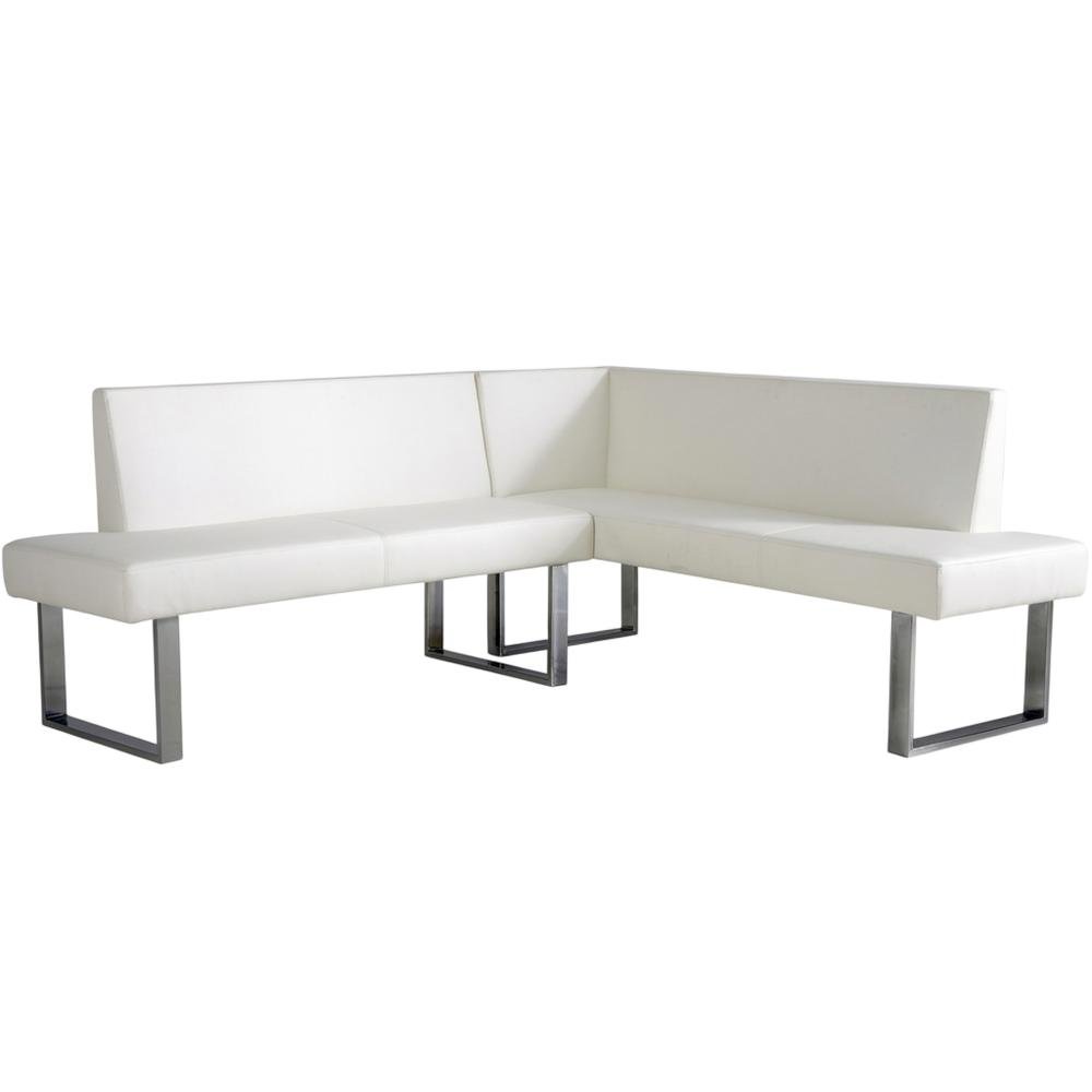 White Corner Outdoor Sofa With Polyurethane Fabric And Cushioned Seating