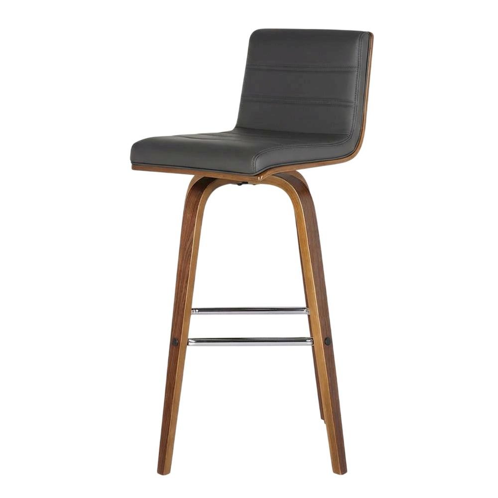 Counter Height Barstool with Grey Faux Leather Seat and Comfortable Back
