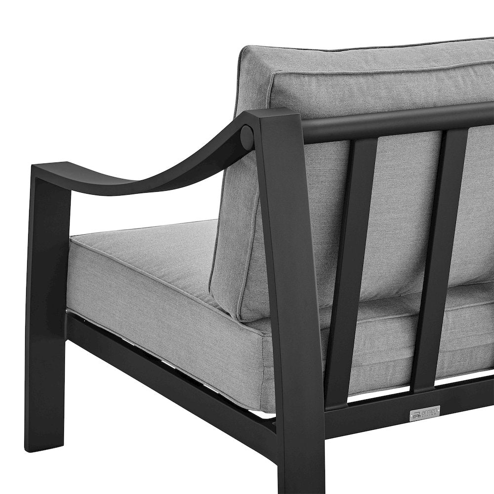 Koda Aluminum Outdoor Sofa in Black and Dark Gray