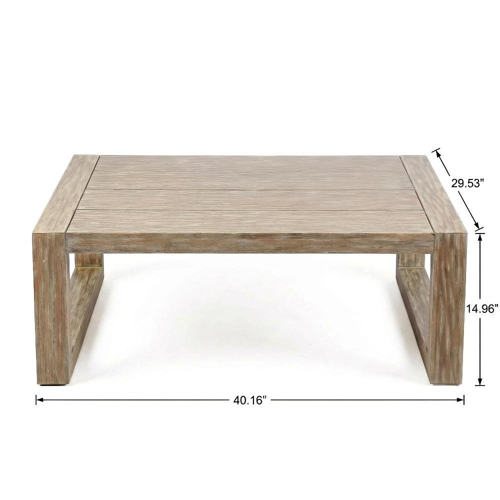 Outdoor Coffee Table An-Teak Eucalyptus Wood Solid Surface