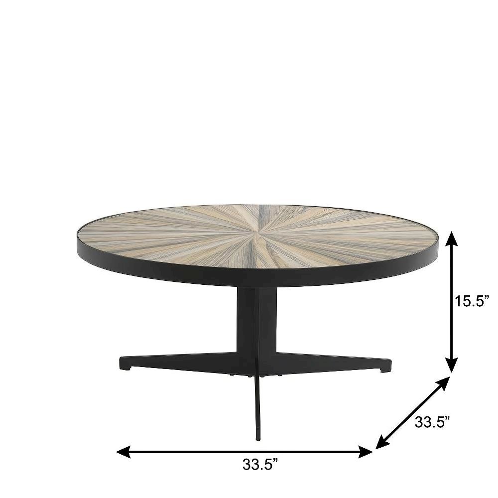 Round Maroon Mid-Century Coffee Table with Tempered Glass Top and Metal Legs