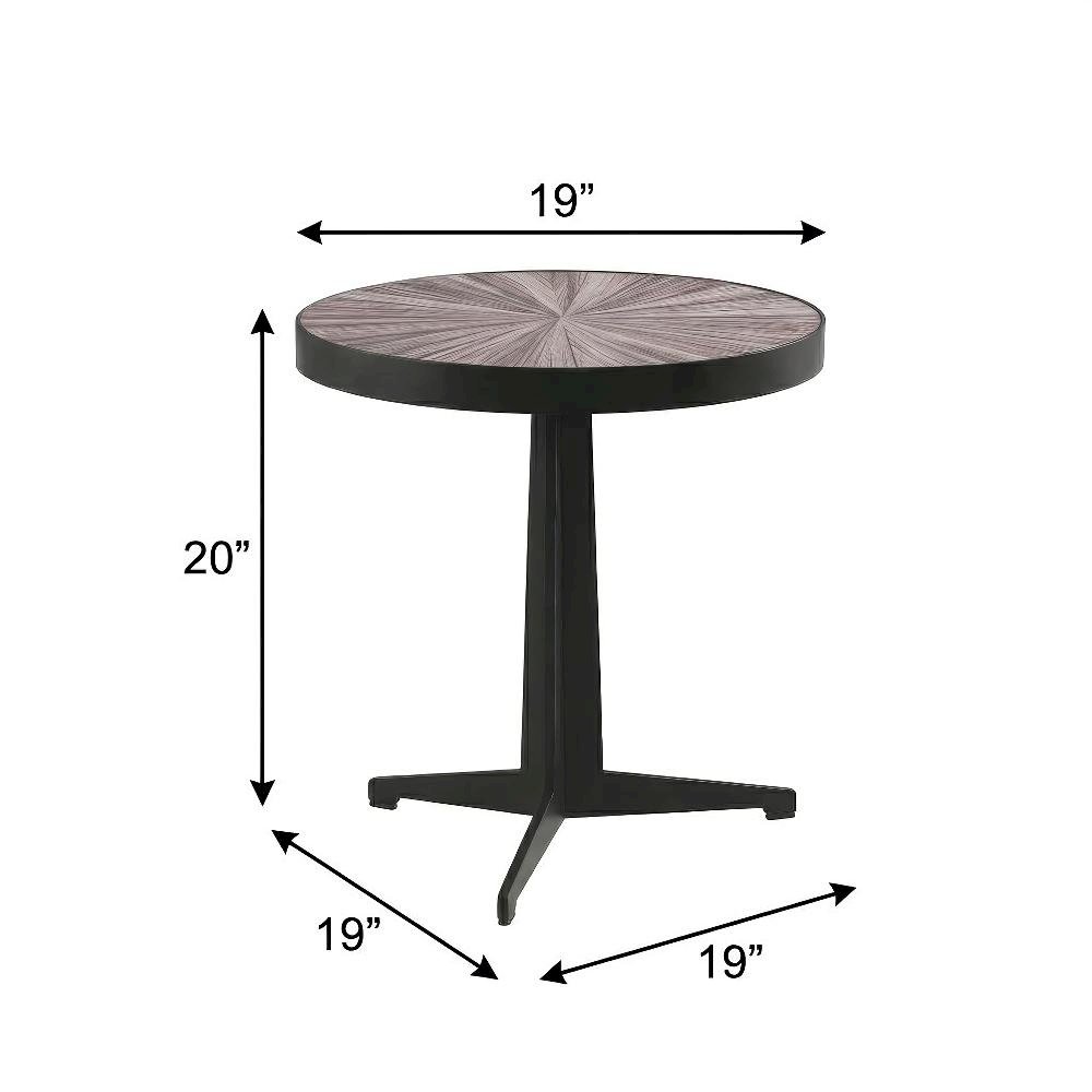 Round Maroon Coffee Table Set with Tempered Glass Top 2-Piece Metal Tripod Legs