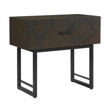 Smoke Oak Nightstand with Single Drawer and Black Metal Legs