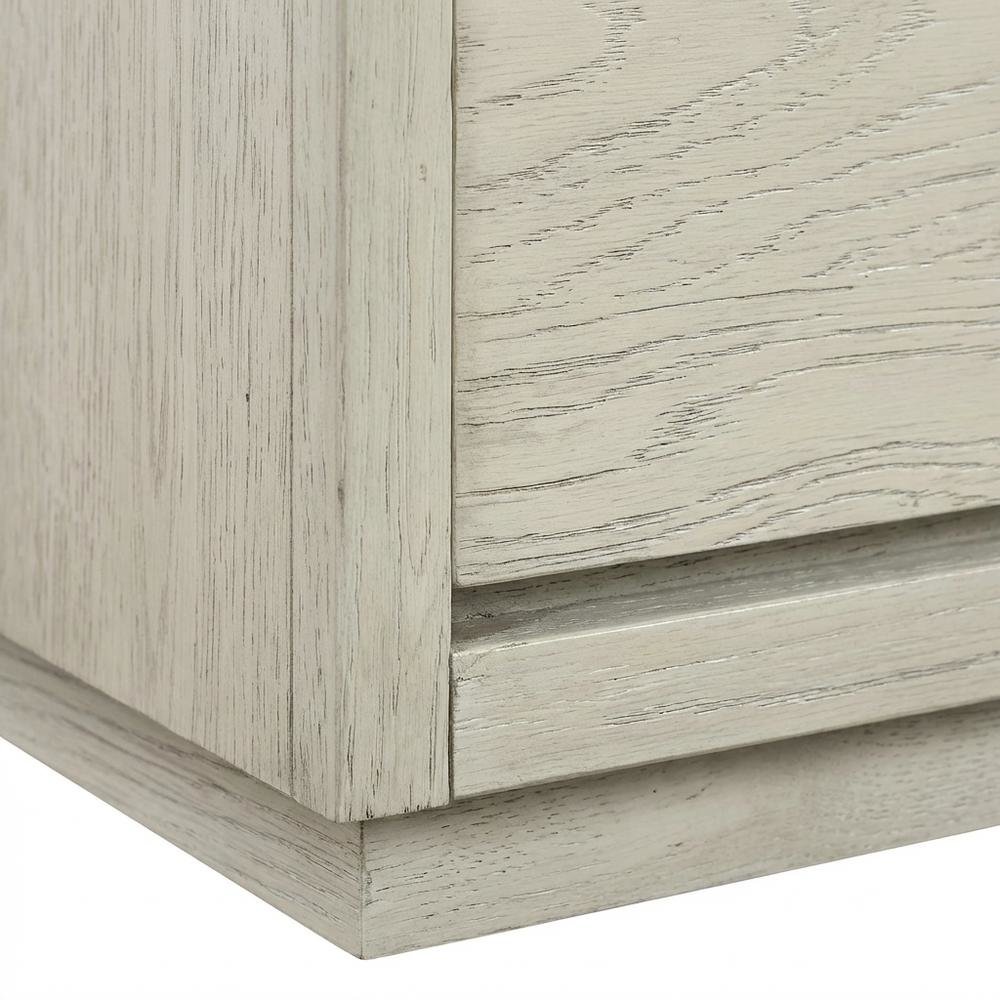 Grey Oak Wooden Nightstand with 2 Drawers for Bedroom Storage