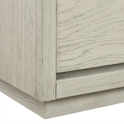 Grey Oak Wooden Nightstand with 2 Drawers for Bedroom Storage