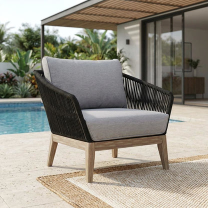 Light Eucalyptus Wood Indoor Outdoor Club Chair With Water And Uv Resistance