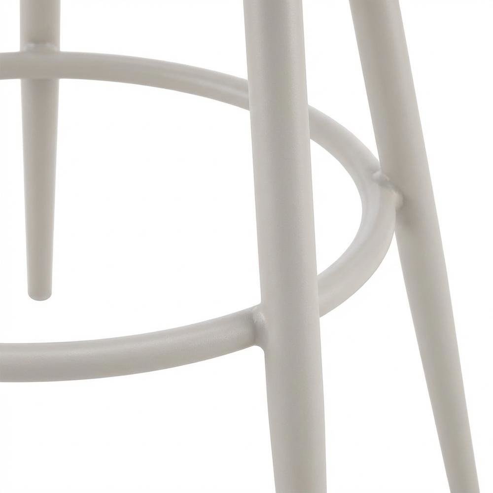 Gray Aluminum Outdoor Bar Stool With Swivel And Light Gray Rope Accents