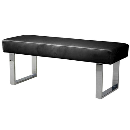 Black Upholstered Bench with Fabric Cover and Classic Design
