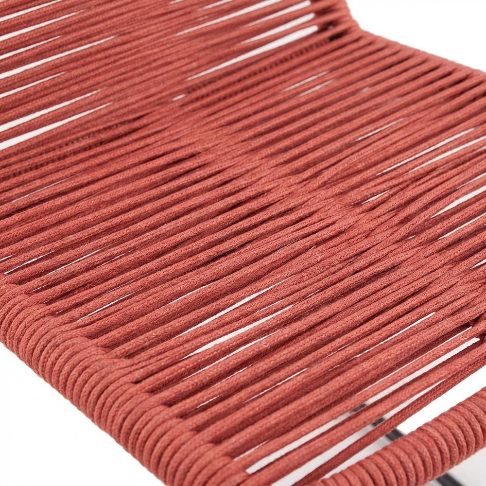 Stackable Outdoor Dining Chairs With Metal Frames And Rope Accents