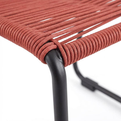 Stackable Outdoor Dining Chairs With Metal Frames And Rope Accents