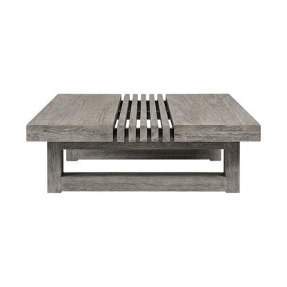 Gray Eucalyptus Outdoor Coffee Table With Modern Design, Solid Wood Construction
