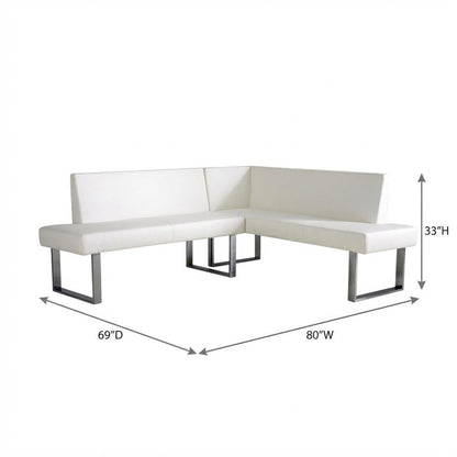 White Corner Outdoor Sofa With Polyurethane Fabric And Cushioned Seating