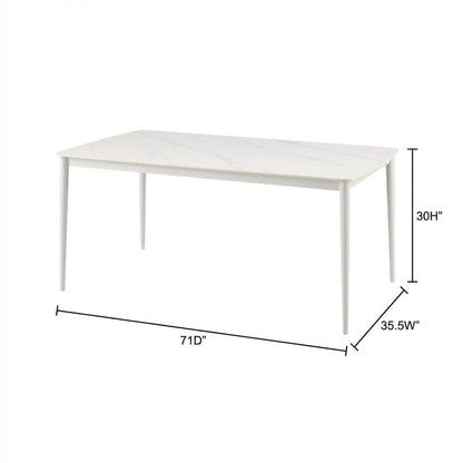 Rectangular Outdoor Dining Table In Snowy Sintered Stone With Aluminum Frame