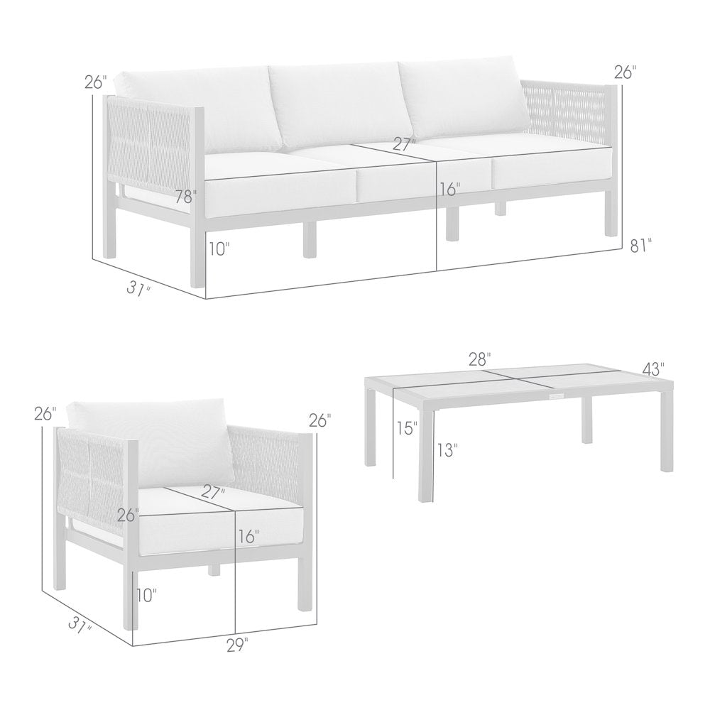 Mareike Aluminum Outdoor Coffee Table in Brown with Ceramic Tabletop