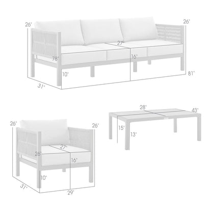 Mareike Aluminum Outdoor Coffee Table in Brown with Ceramic Tabletop