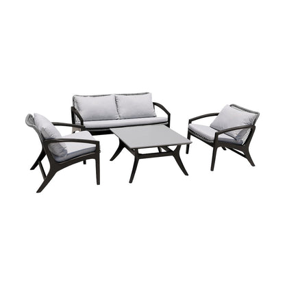 Beckham Outdoor Coffee Table in Dark Eucalyptus Wood and Super Stone