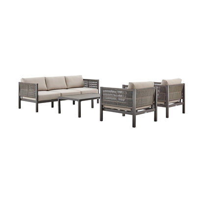 Mareike Aluminum Outdoor Coffee Table in Brown with Ceramic Tabletop