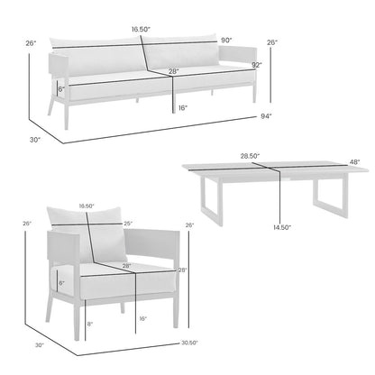 Menorca Aluminum Outdoor Coffee Table in Dark Gray