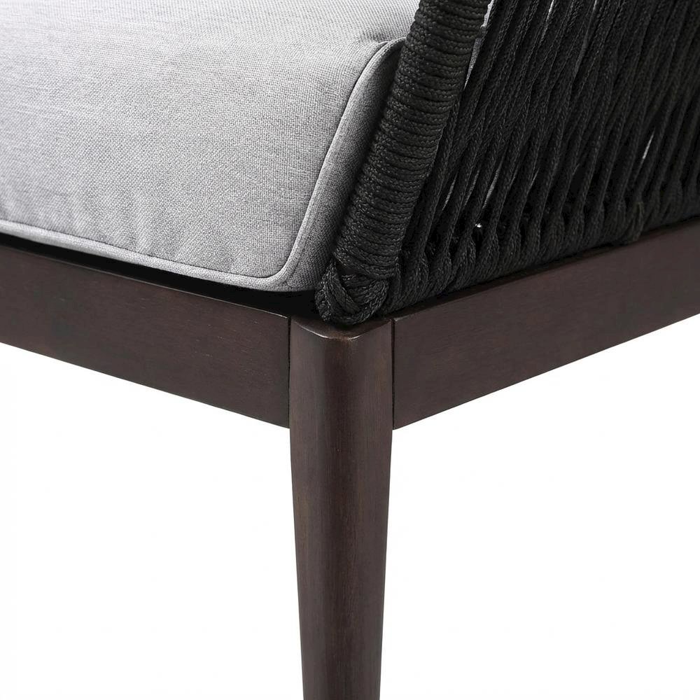 Dark Eucalyptus Wood Indoor Outdoor Lounge Chair With Gray Cushions