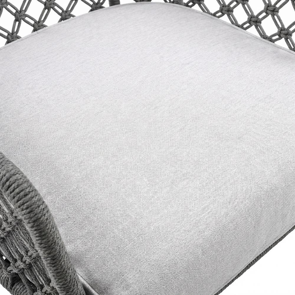 Gray Rope Indoor Outdoor Steel Lounge Chair, Cushioned Seat, Uv Resistance
